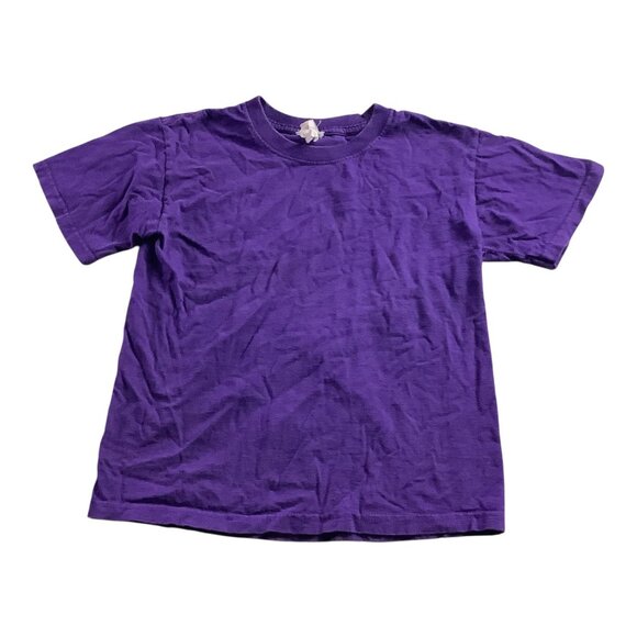 Jerzees Girls Crew Neck T-Shirt Purple Size M 10-12 Short Sleeve Casual Cotton - Picture 1 of 9